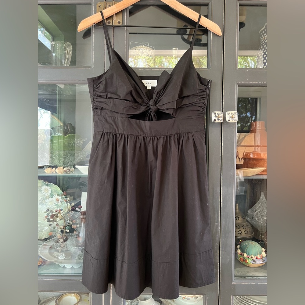 A.L.C. Black Dani Tie Front Mini Dress - Size: 6 - Preowned - Picture 3 of 7
